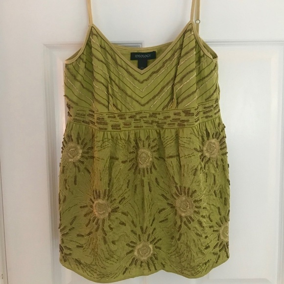 Ideology Women’s Small Beaded Green Chartreuse Camisole Top - Picture 1 of 12